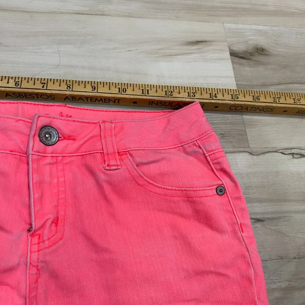 Justice Neon Pink Denim Shorts Girls Size 12R Stretch Summer